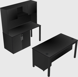 Parallel desk + cabinet