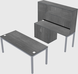 Parallel desk + cabinet