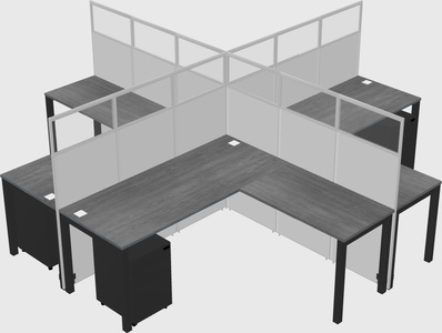 Shared l-shaped cubicles