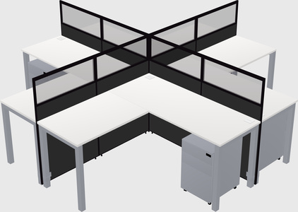 Shared l-shaped cubicles