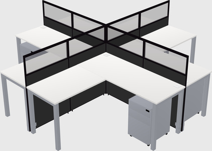Shared l-shaped cubicles