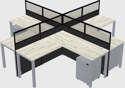 Shared l-shaped cubicles