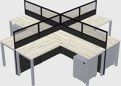 Shared l-shaped cubicles