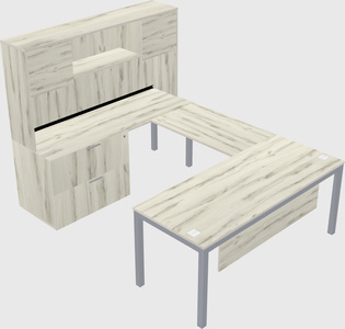 U-shaped desk + file cabinet