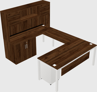 U-shaped desk + cabinet