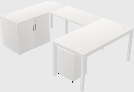 U-shaped desk + cabinet