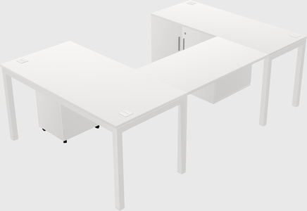 U-shaped desk + cabinet