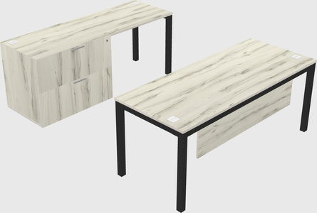 Parallel desk + file cabinet