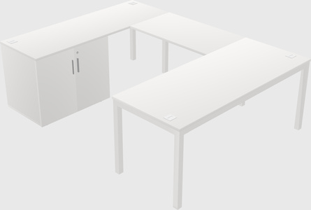 U-shaped desk + cabinet