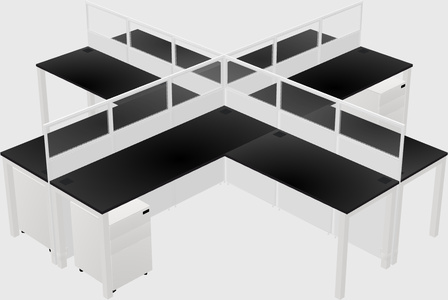 Shared l-shaped cubicles