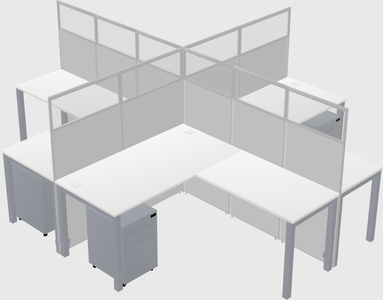 Shared l-shaped cubicles