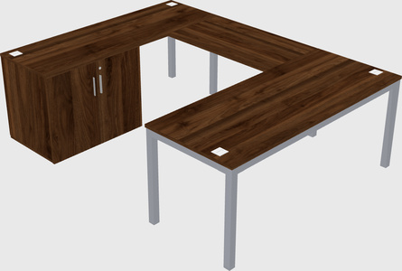 U-shaped desk + cabinet