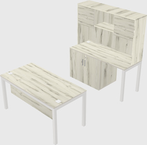 Parallel desk + cabinet