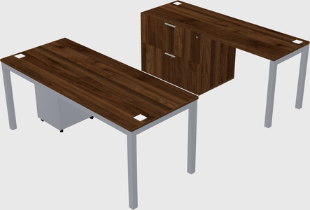 Parallel desk + file cabinet