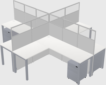 Shared l-shaped cubicles