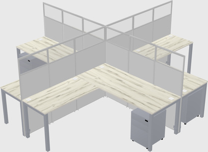 Shared l-shaped cubicles