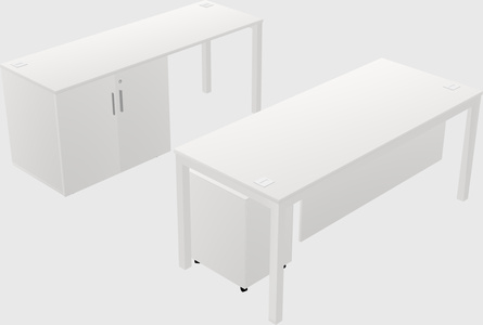 Parallel desk + cabinet
