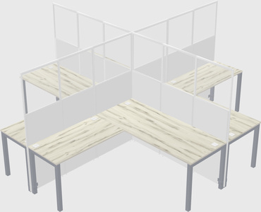 Shared l-shaped cubicles