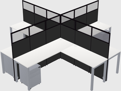 Shared l-shaped cubicles