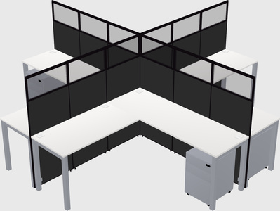 Shared l-shaped cubicles