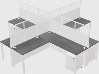 Shared l-shaped cubicles