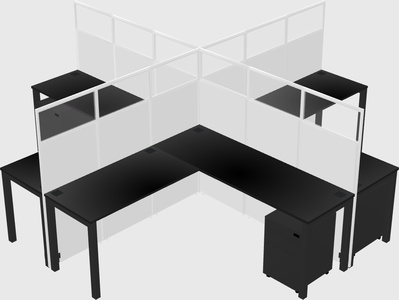 Shared l-shaped cubicles