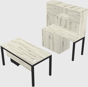 Parallel desk + cabinet