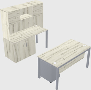 Parallel desk + cabinet