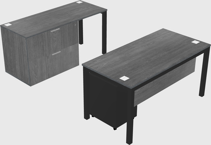 Parallel desk + file cabinet