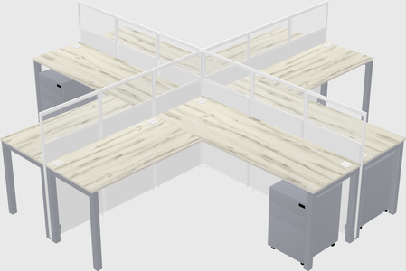 Shared l-shaped cubicles