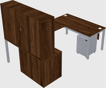 U-shaped desk + cabinet