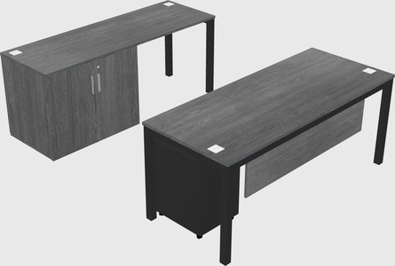 Parallel desk + cabinet