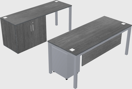 Parallel desk + cabinet