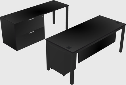 Parallel desk + file cabinet