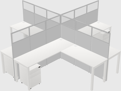Shared l-shaped cubicles
