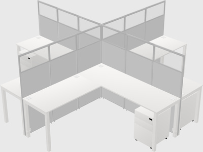 Shared l-shaped cubicles