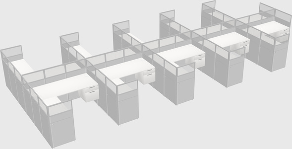 Shared l-shaped cubicle