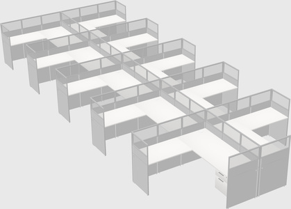 Shared l-shaped cubicle