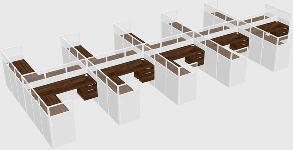 Shared l-shaped cubicle