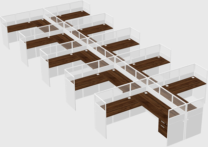Shared l-shaped cubicle