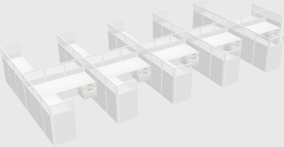 Shared l-shaped cubicle
