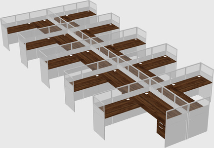 Shared l-shaped cubicle