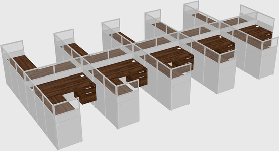 Shared l-shaped cubicle