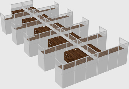 Shared l-shaped cubicle
