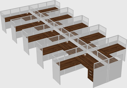 Shared l-shaped cubicle