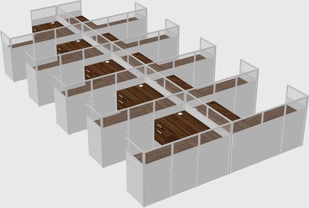 Shared l-shaped cubicle
