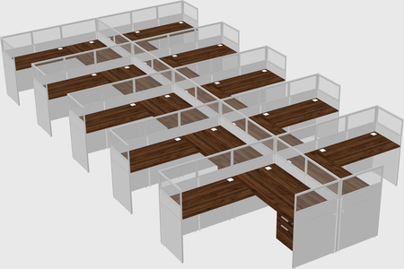 Shared l-shaped cubicle