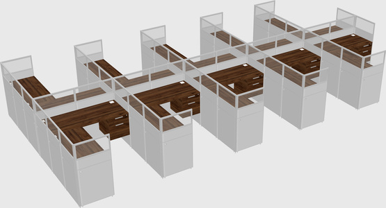 Shared l-shaped cubicle