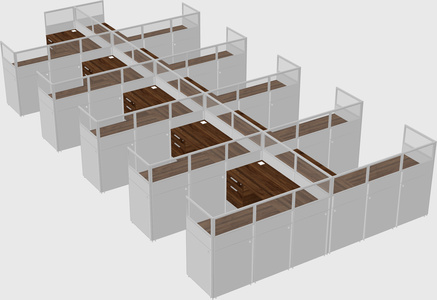 Shared l-shaped cubicle