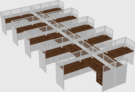 Shared l-shaped cubicle
